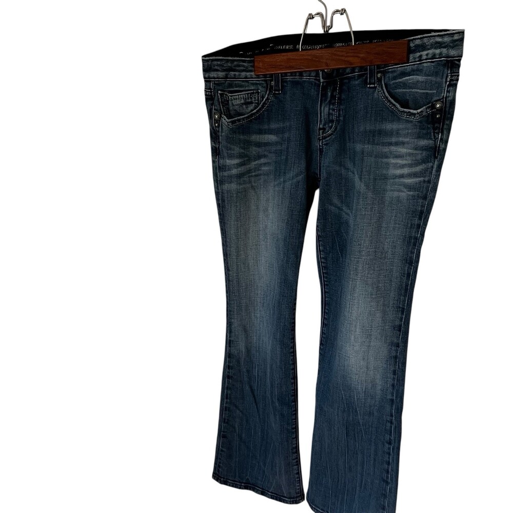 VTG 2000s Y2K Womens Rerock for Express Dark Blue Wash Faded Bootcut 12R Jeans